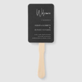 Black Linen Simple Black Script Weddenschap Hand F Handwaaier (Voorkant)