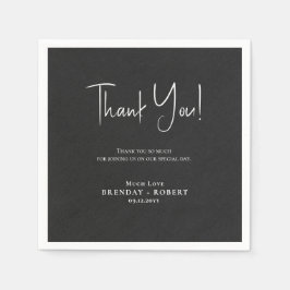 Black linen Simple Script Welcome Hartelijk dank Servet