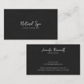 Black Linen Texture Print White Typografie Visitekaartje (Voorkant / Achterkant)