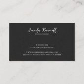 Black Linen Texture Print White Typografie Visitekaartje (Achterkant)