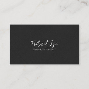 Black Linen Texture Print White Typografie Visitekaartje