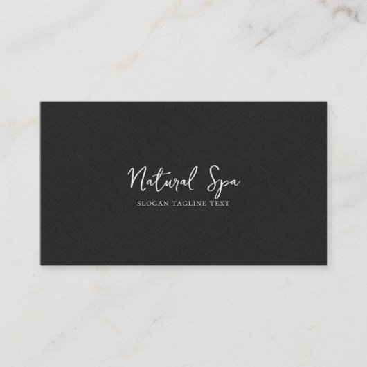 Black Linen Texture Print White Typografie Visitekaartje (Voorkant)
