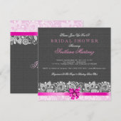 Black Linen Texture & White  Lace 2 Kaart (Voorkant / Achterkant)