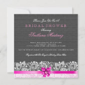 Black Linen Texture & White  Lace 2 Kaart (Voorkant)