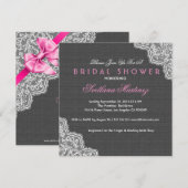 Black Linen & White Lace Vrijgezellenfeest Invite Kaart (Voorkant / Achterkant)