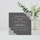 Black Linen & White Lace Vrijgezellenfeest Invite Kaart (Staand voorkant)