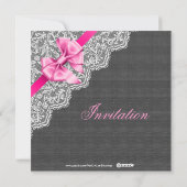 Black Linen & White Lace Vrijgezellenfeest Invite Kaart (Achterkant)