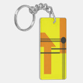 Black Lines Crossing Yellow and Orange Shapes Sleutelhanger (Voorkant Links)
