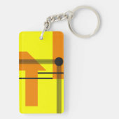 Black Lines Crossing Yellow and Orange Shapes Sleutelhanger (achterkant)