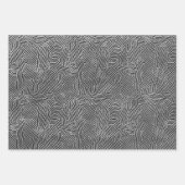 Black Lines Stippen Silver Faux Folie Inpakpapier Vel (Voorkant 2)