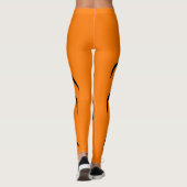 Black Lines Stripes And Orange color Leggings (Achterkant)