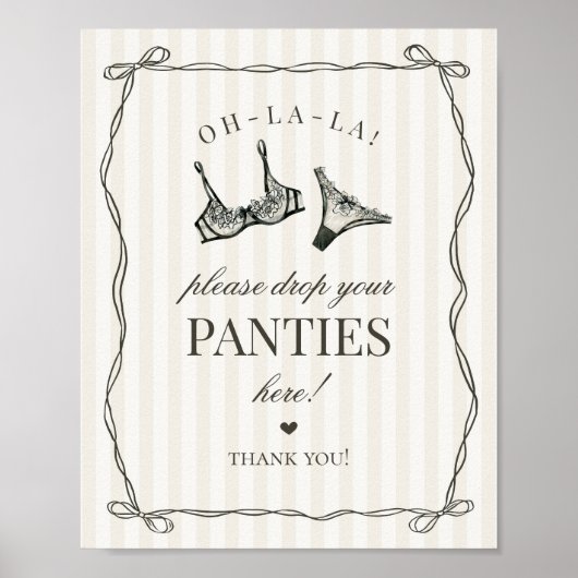 Black Lingerie Bachelorette Panties Please Sign Poster (Voorkant)
