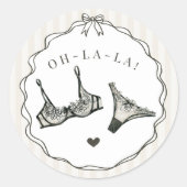 Black Lingerie Shower Bachelorette Party Envelope Ronde Sticker (Voorkant)
