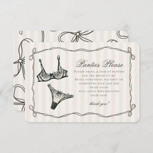 Black Lingerie Shower Panties Please Invite Insert Informatiekaartje (Voorkant / Achterkant)