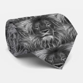Black Lion Head Print op Mannen Stropdas (Opgerold)