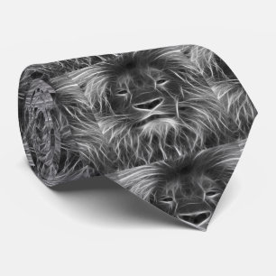 Black Lion Head Print op Mannen Stropdas