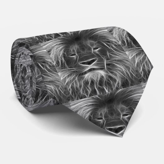 Black Lion Head Print op Mannen Stropdas (Opgerold)