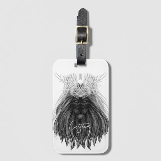 Black Lion met Antlers Crown en Monogram Bagagelabel (Voorkant (verticaal))