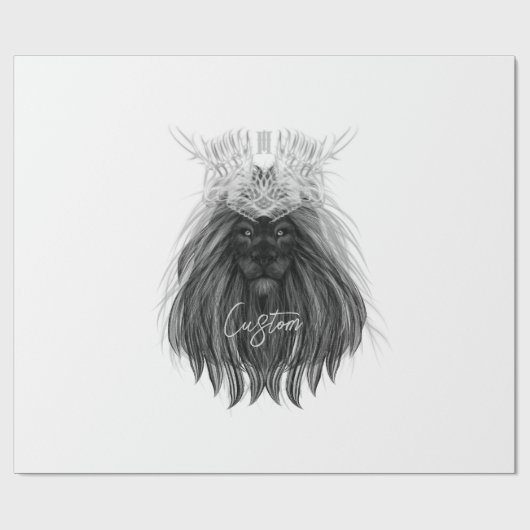 Black Lion met Antlers Crown en Monogram Cadeaupapier (Vlak)