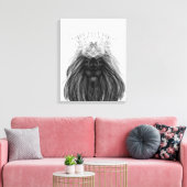 Black Lion met Antlers Crown en Monogram Canvas Afdruk (Insitu (Woonkamer))