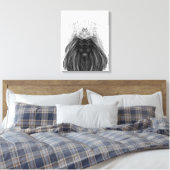 Black Lion met Antlers Crown en Monogram Canvas Afdruk (Insitu (Slaapkamer))