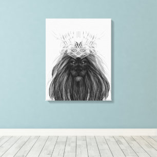 Black Lion met Antlers Crown en Monogram Canvas Afdruk