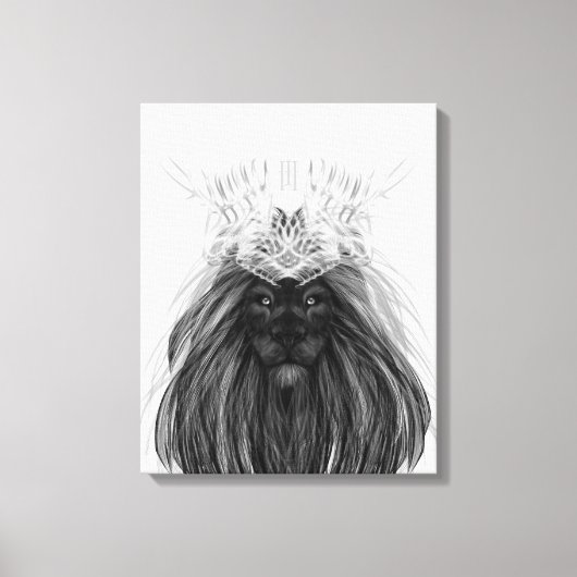 Black Lion met Antlers Crown en Monogram Canvas Afdruk (Voorkant)
