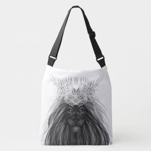 Black Lion met Antlers Crown en Monogram Crossbody Tas (Voorkant)