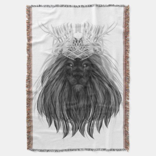 Black Lion met Antlers Crown en Monogram Deken (Voorkant Verticaal)
