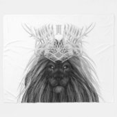 Black Lion met Antlers Crown en Monogram Fleece Deken (Voorkant (Horizontaal))