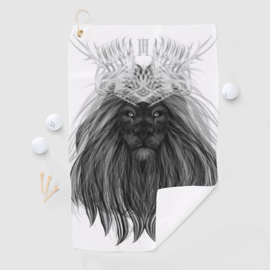 Black Lion met Antlers Crown en Monogram Golfhanddoek (Insitu)
