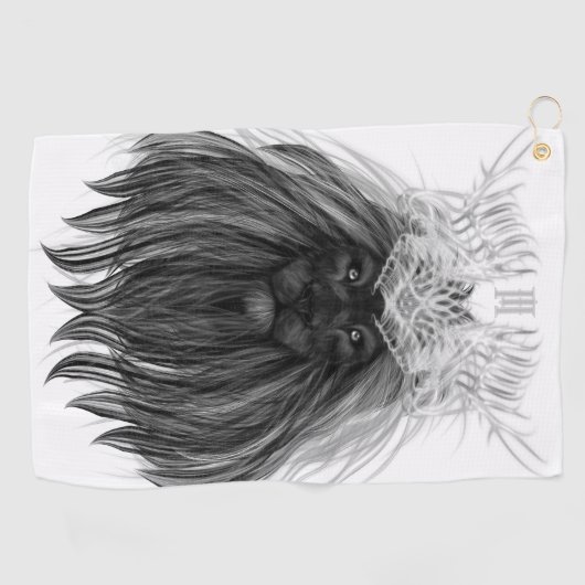 Black Lion met Antlers Crown en Monogram Golfhanddoek (Horizontaal)