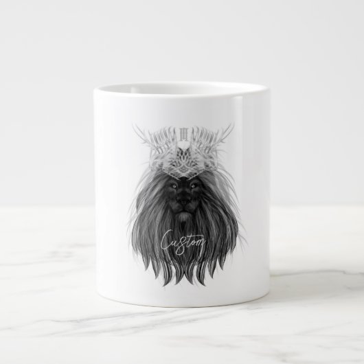 Black Lion met Antlers Crown en Monogram Grote Koffiekop (Voorkant)
