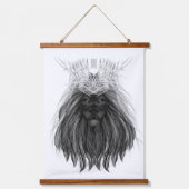Black Lion met Antlers Crown en Monogram Hangend Wandkleed (Voorkant)