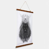 Black Lion met Antlers Crown en Monogram Hangend Wandkleed (Gebogen)