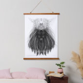 Black Lion met Antlers Crown en Monogram Hangend Wandkleed (Slaapkamer)