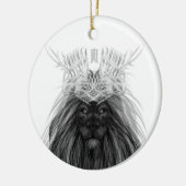 Black Lion met Antlers Crown en Monogram Keramisch Ornament (Links)