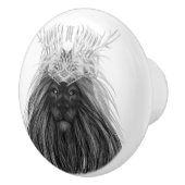 Black Lion met Antlers Crown en Monogram Keramische Knop (Rechts)