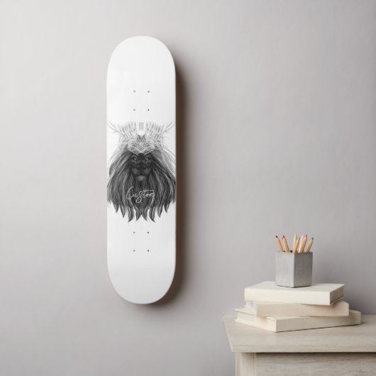 Black Lion met Antlers Crown en Monogram Persoonlijk Skateboard (Muurkunst)