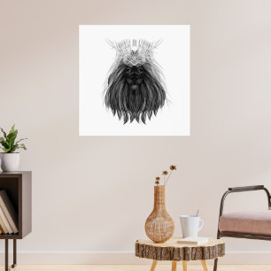 Black Lion met Antlers Crown en Monogram Poster