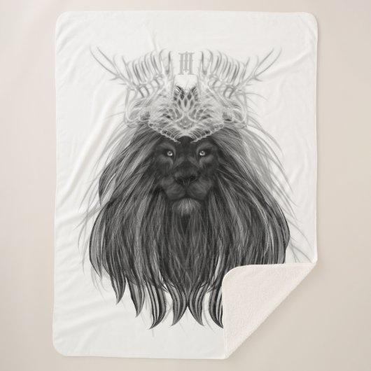 Black Lion met Antlers Crown en Monogram Sherpa Deken (Voorkant)