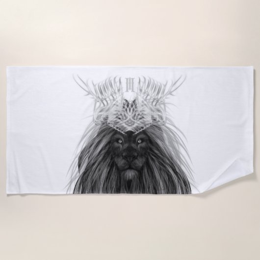 Black Lion met Antlers Crown en Monogram Strandlaken (Voorkant)