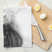 Black Lion met Antlers Crown en Monogram Theedoek (Quarter Fold)