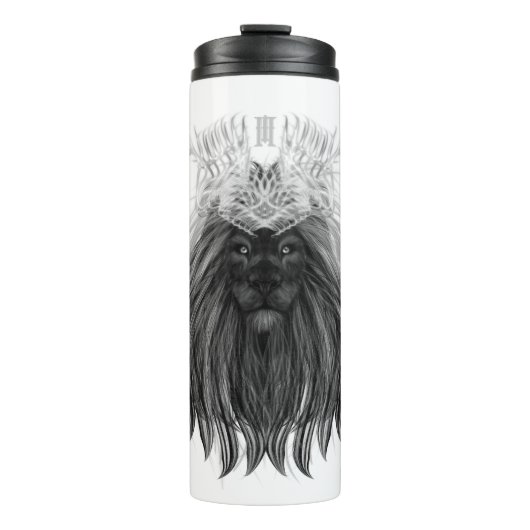 Black Lion met Antlers Crown en Monogram Thermosbeker (Voorkant)