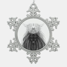 Black Lion met Antlers Crown en Monogram Tin Sneeuwvlok Ornament