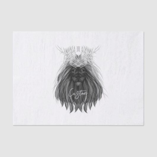 Black Lion met Antlers Crown en Monogram Tissuepapier (Voorkant)