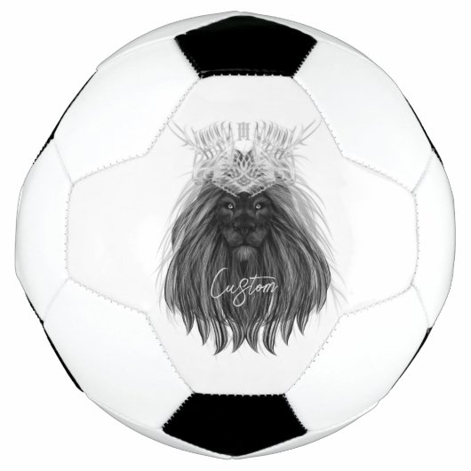 Black Lion met Antlers Crown en Monogram Voetbal (Voorkant)