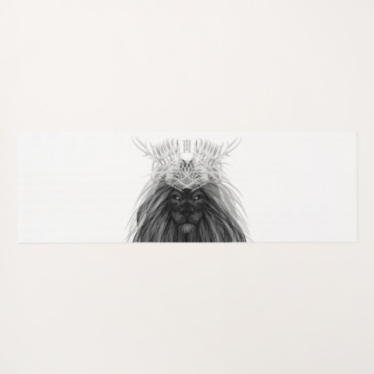 Black Lion met Antlers Crown en Monogram Yogamat (Achterkant (horizontaal))