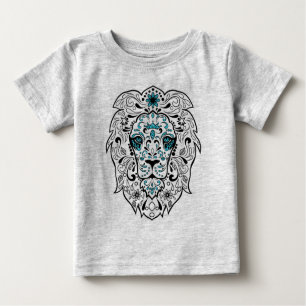 Black Lion Sugar Skull Blue Glitter