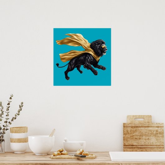 Black Lion Superhero Poster (Keuken)